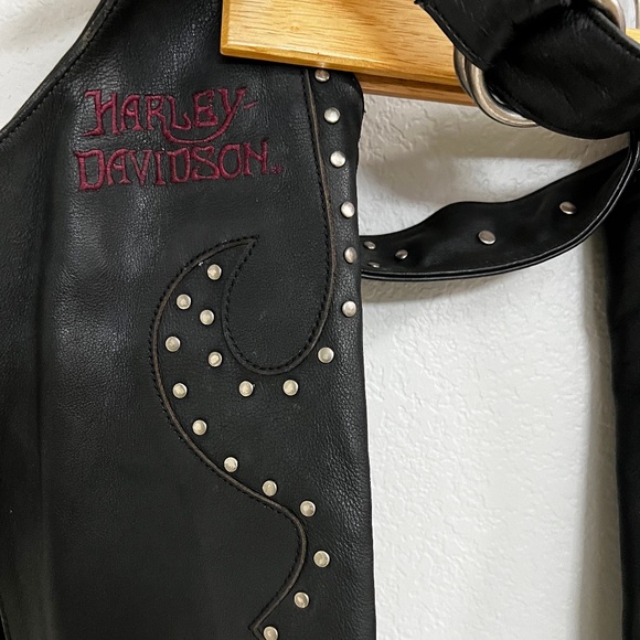 Harley-Davidson Black Leather Studded Chaps - Picture 2 of 14